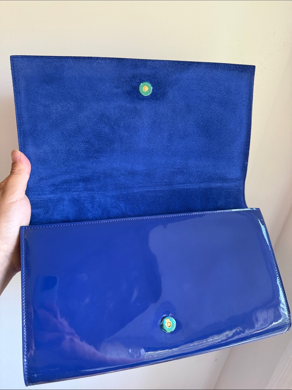 YSL Blue Patent Leather Clutch - Picture 4 of 9